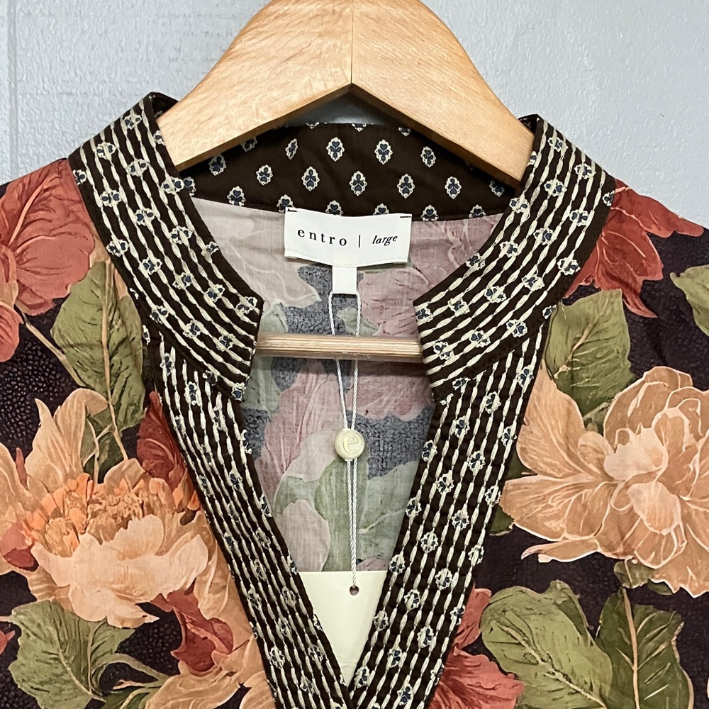 NWT Fall Entro Floral Top Blouse Shirt Large - Picture 9 of 14